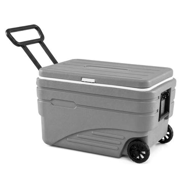 84 Quart Portable Wheeled Ice Cooler with Foldable Pull