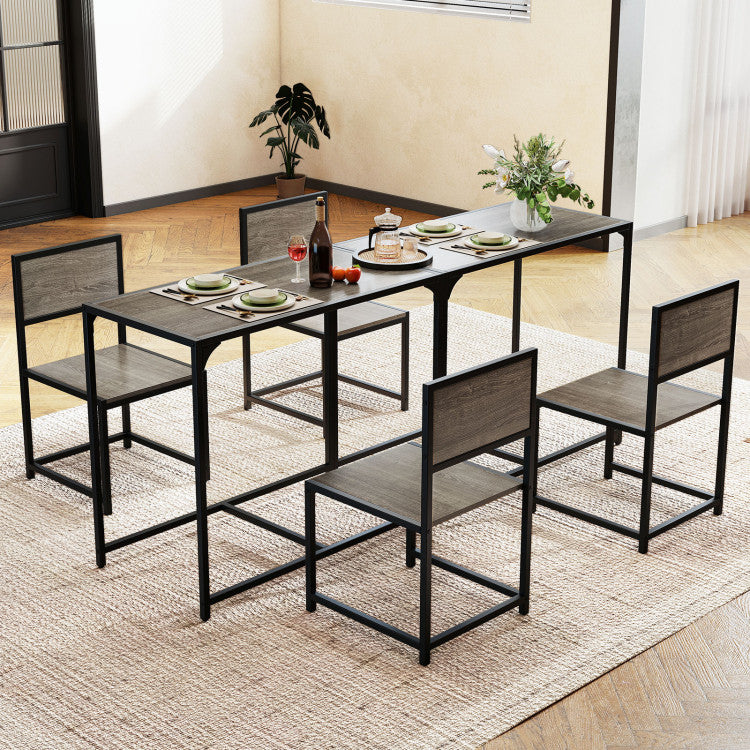 3 Pieces Dining Set Compact Table and 2 Chair with Metal Frame for Small Space