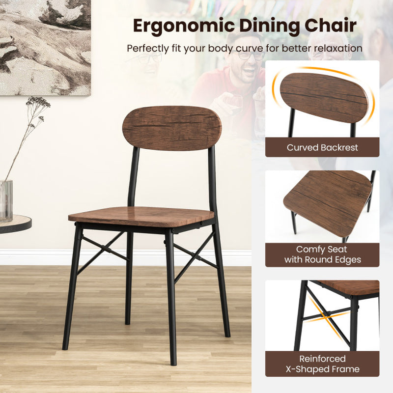 5 Piece Dining Table Set Rectangular with Backrest and Metal Legs for Breakfast Nook
