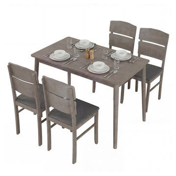 5-Piece Dining Table Set with High Curved Back for 4 People