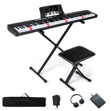 88-Key Electric Piano Keyboard with Adjustable Stand and Portable Bag