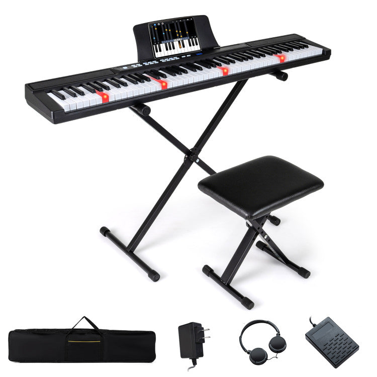 88-Key Electric Piano Keyboard with Adjustable Stand and Portable Bag