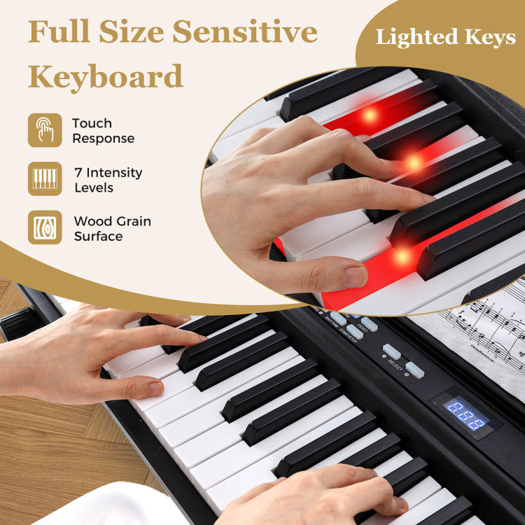 88-Key Electric Piano Keyboard with Adjustable Stand and Portable Bag