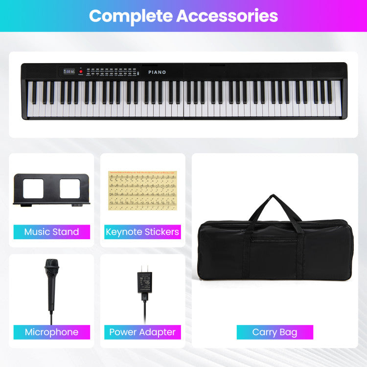 88 Key Foldable Electric Keyboard Piano with Wireless MIDI and Dual Speakers