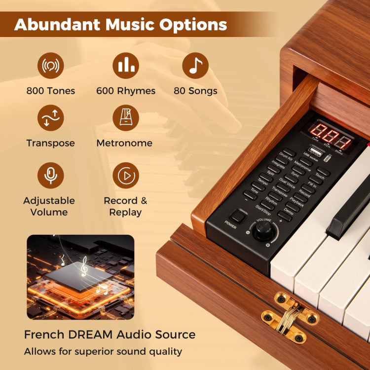 88-Key Graded Hammer Action Weighted Keyboard with Push-pull Drawer