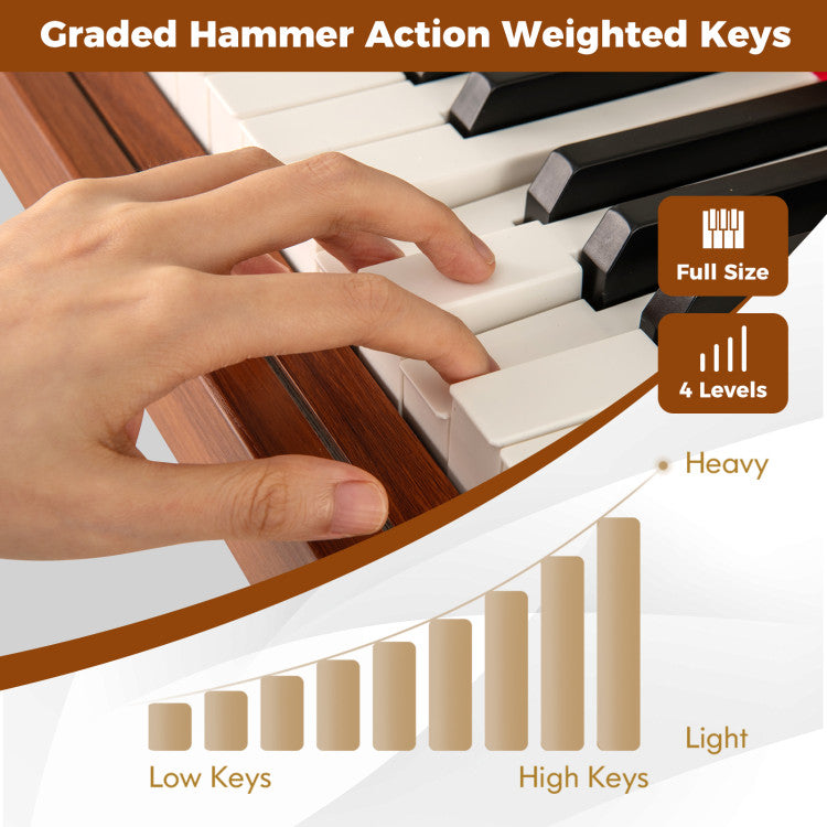 88-Key Graded Hammer Action Weighted Keyboard with Push-pull Drawer
