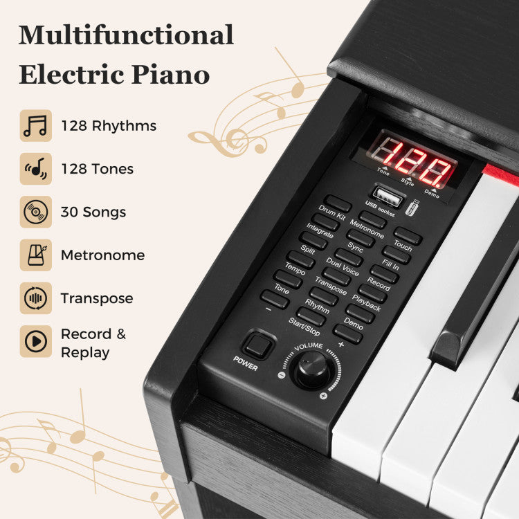 88-Key Hammer Action Weighted Keyboard with Furniture Stand