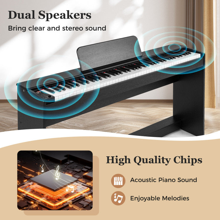 88-Key Hammer Action Weighted Keyboard with Furniture Stand