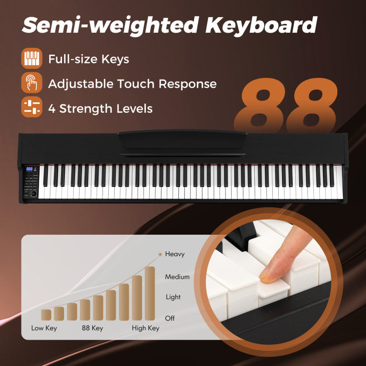 88-Key Keyboard Piano Set with Adjustable Stand