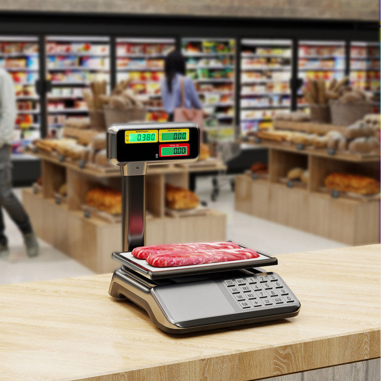 88lb Price Computing Scale with Pole Dual LCD Display Digital Commercial Food Scale