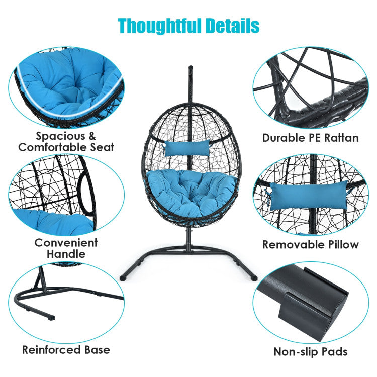 Indoor/Outdoor Hanging Cushioned Hammock Chair with Stand