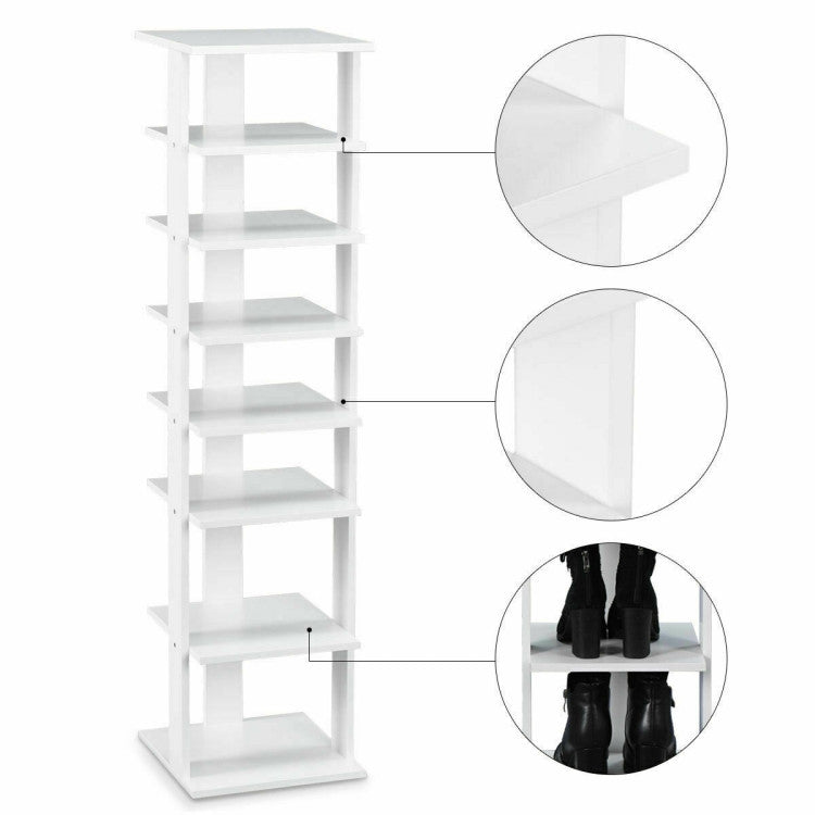 7-Tiers Vertical Wooden Space Saving Shoe Rack for Front Door