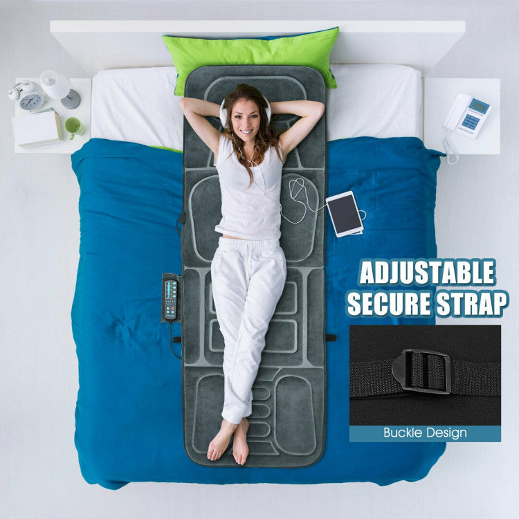 Foldable Massage Mat with Heat and 10 Vibration Motors