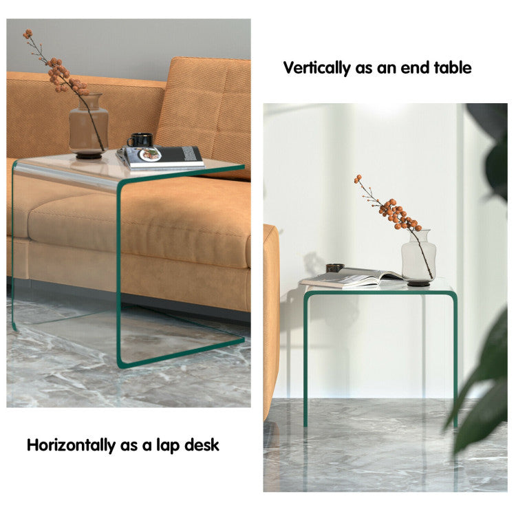 16 Inch Tempered Waterfall End Table with non-Slip Pad