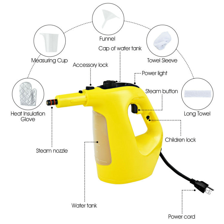 1400W Multipurpose Pressurized Steam Cleaner with 17 Pieces Accessories