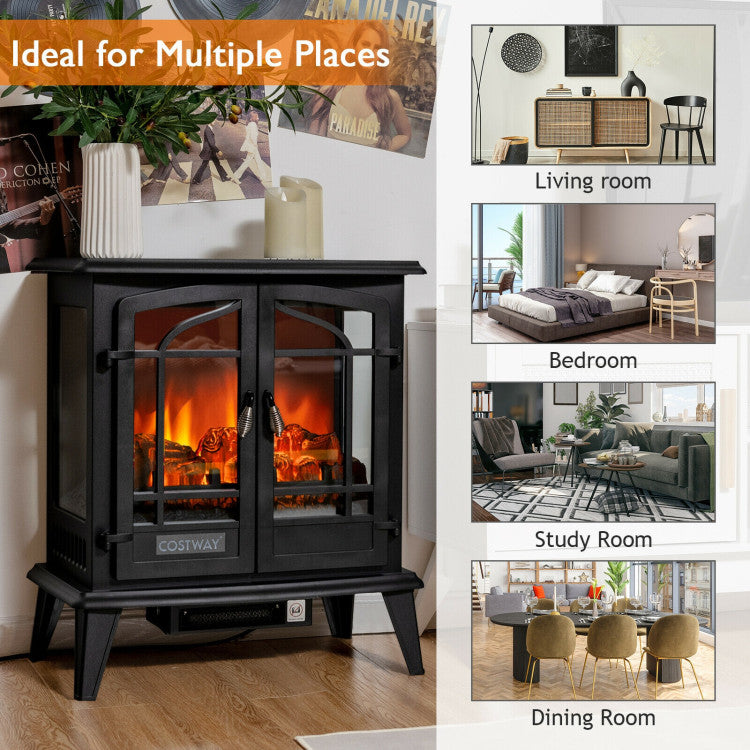 25 Inch Freestanding Electric Fireplace Heater with Realistic Flame effect
