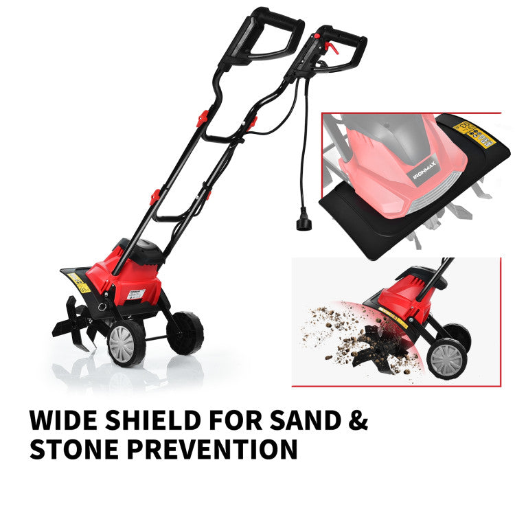 14/17 Inch 10 Amp Corded Electric Tiller and Cultivator with 9-Inch Tilling Depth