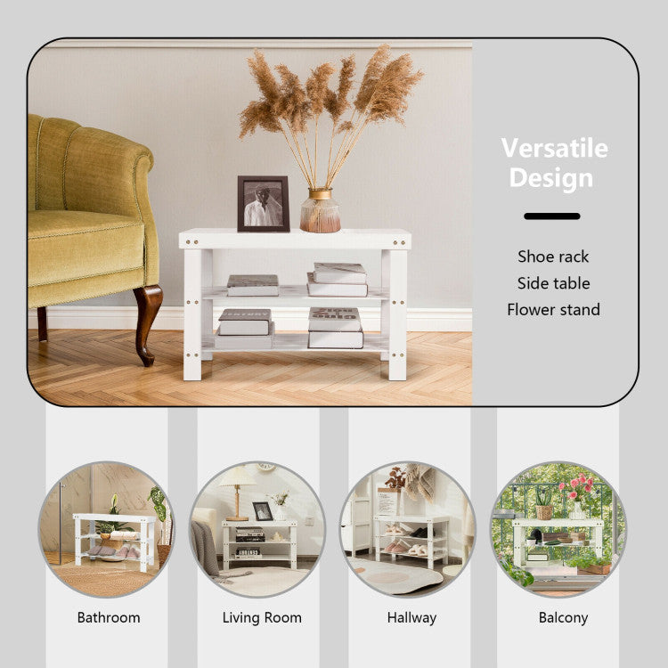 3-Tier Bamboo Shoe Rack Bench for Entryway