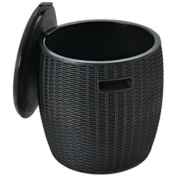 9.5 Gallon 4-in-1 Patio Rattan Cool Bar Cocktail Table Side Table
