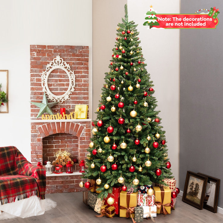 8 FT Corner Artificial Christmas Tree with 1137 Branch Tips and 360 Warm White LED Lights