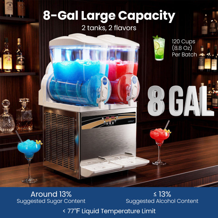 8 Gal Commercial Slushie Machine with LED Lights