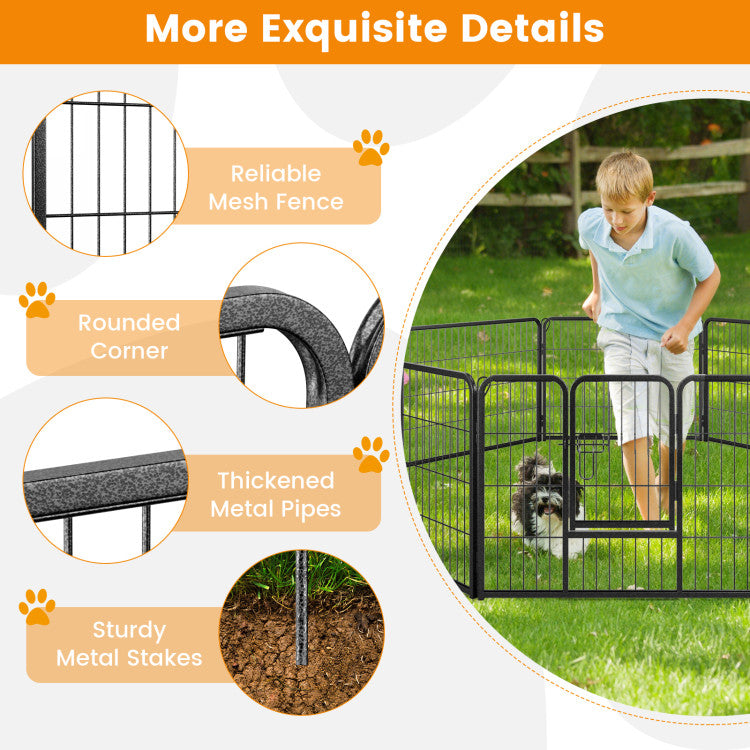 8 Panel 24/32/40 Inch Height Pet Fence Indoor Outdoor