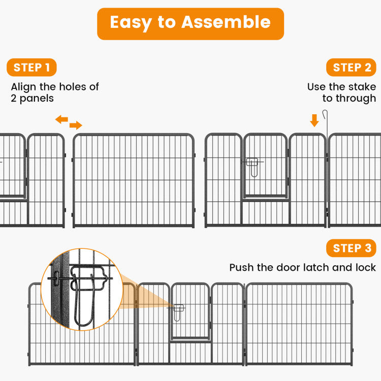 8 Panel 24/32/40 Inch Height Pet Fence Indoor Outdoor