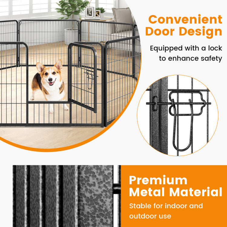 8 Panel 24/32/40 Inch Height Pet Fence Indoor Outdoor