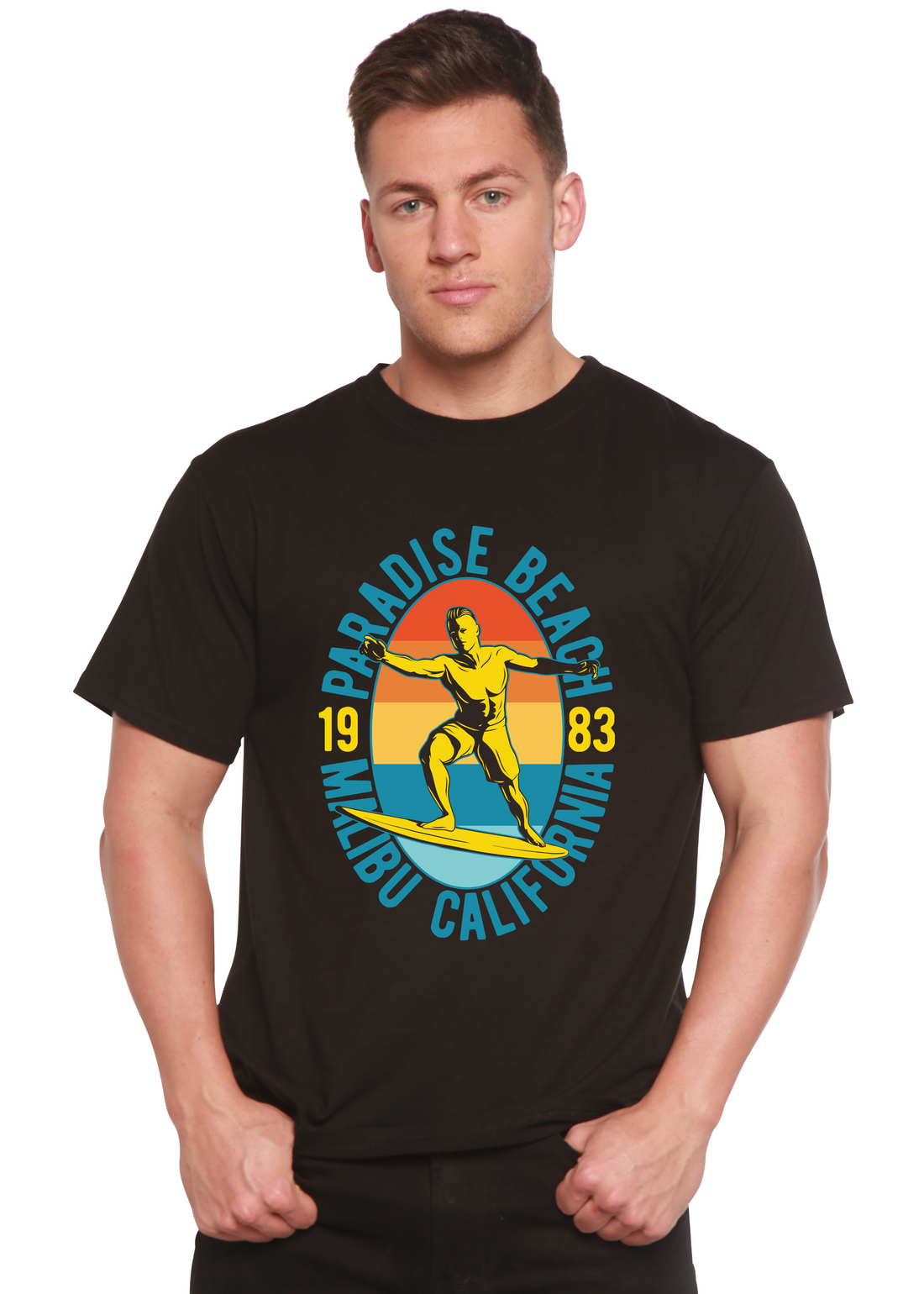 Paradise Beach 1983 Men's Bamboo Viscose/Organic Cotton Short Sleeve Graphic T-Shirt