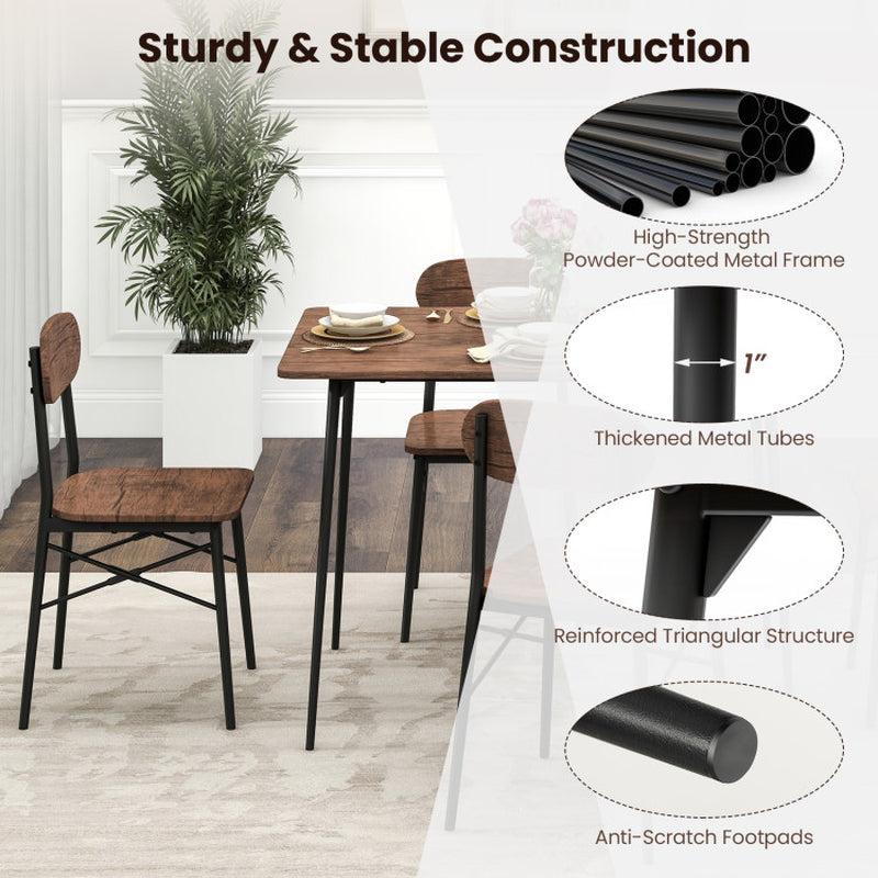 5 Piece Dining Table Set Rectangular with Backrest and Metal Legs for Breakfast Nook