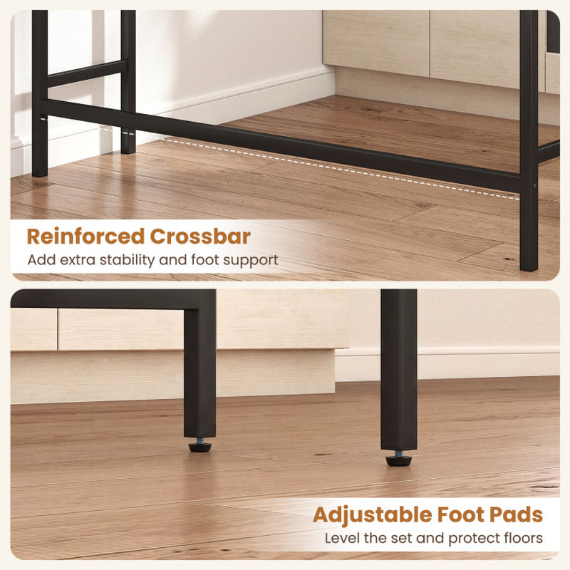 4 Pieces Counter Height Bar Table with Power Outlet with 3 Padded Stools