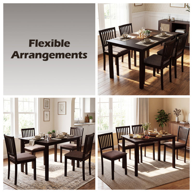 5-Piece Dining Table Set for 4 Rectangular Kitchen Table with 4 Upholstered Chairs