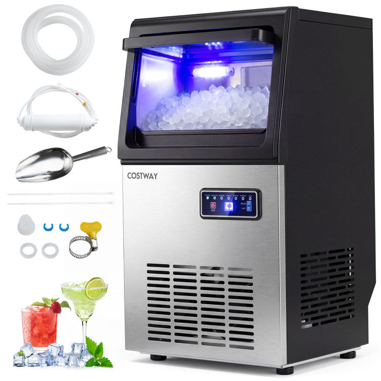 90 LBS/24H Commercial Nugget Ice Maker with Self-Cleaning