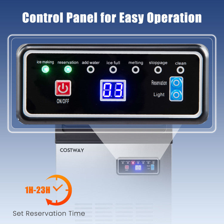 90 LBS/24H Commercial Nugget Ice Maker with Self-Cleaning