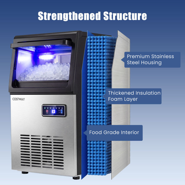 90 LBS/24H Commercial Nugget Ice Maker with Self-Cleaning