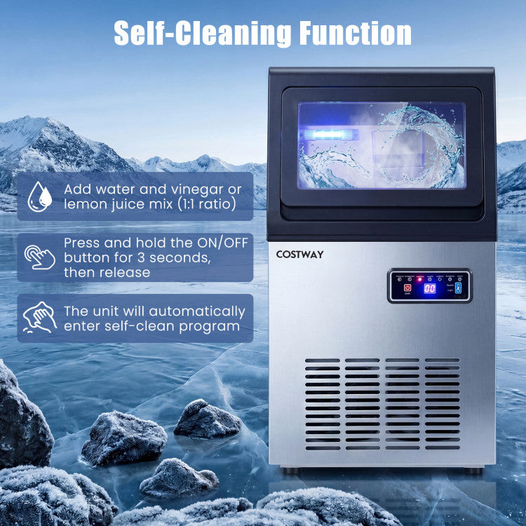 90 LBS/24H Commercial Nugget Ice Maker with Self-Cleaning