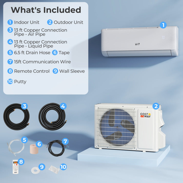 Airtural Series 9100 BTU 20.5 SEER2 WiFi Enabled Mini Split AC 115V Compatible with Alexa