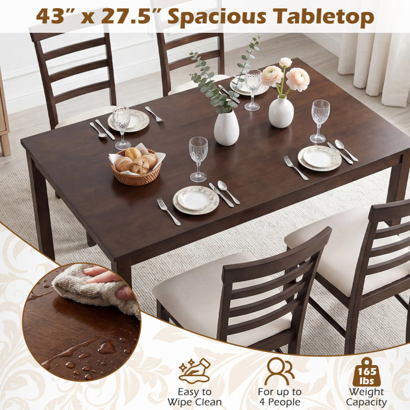 5-Piece Dining Table Set for 4 with Upholstered Chairs for Small Space and Dining Room