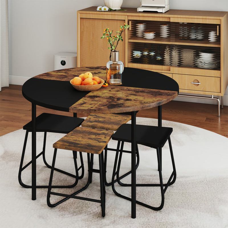 5-Piece Dining Set for 4 47 Inch round Kitchen Table and 4 Stools