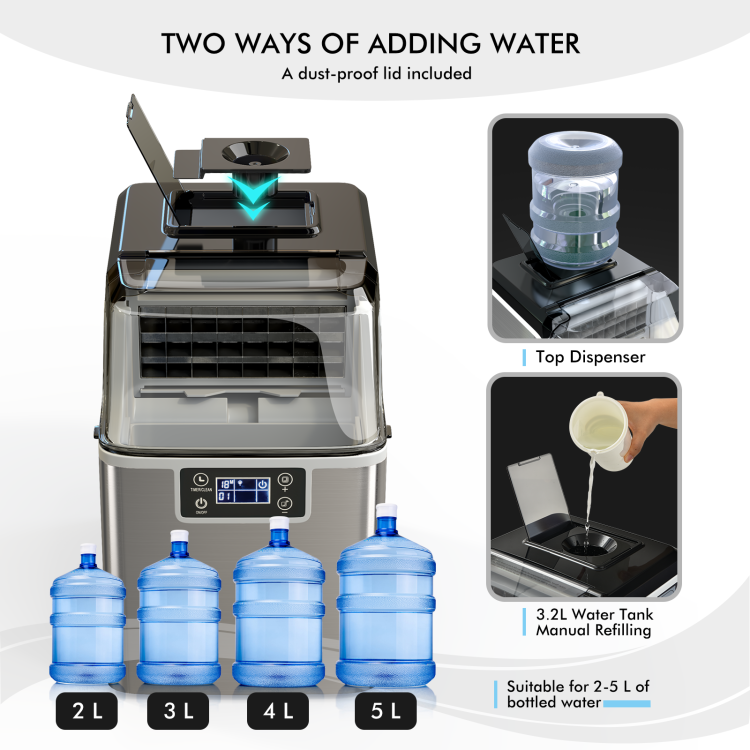 Portable Countertop Ice Maker with Ice Scoop and Basket