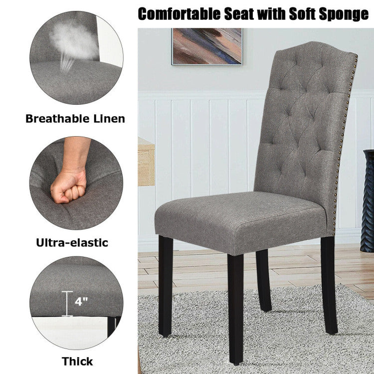 Set of 2 Modern Tufted Dining Chairs with Padded Seat