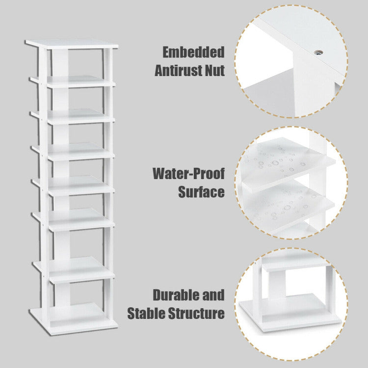 7-Tiers Vertical Wooden Space Saving Shoe Rack for Front Door