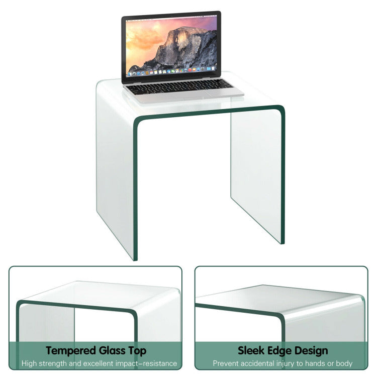 16 Inch Tempered Waterfall End Table with non-Slip Pad