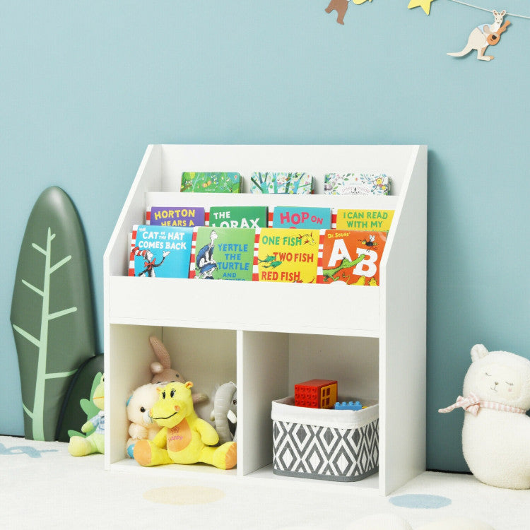 Kids Wooden Bookshelf Bookcase Children Toy Storage Cabinet Organizer