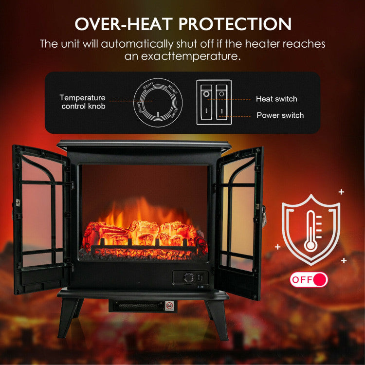 25 Inch Freestanding Electric Fireplace Heater with Realistic Flame effect