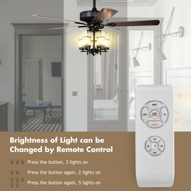 50 Inch Noiseless Ceiling Fan Light with Explosion-proof Glass Lampshades
