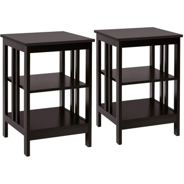 3-Tier Nightstand Set of 2 with Reinforced Bars and Stable Structure