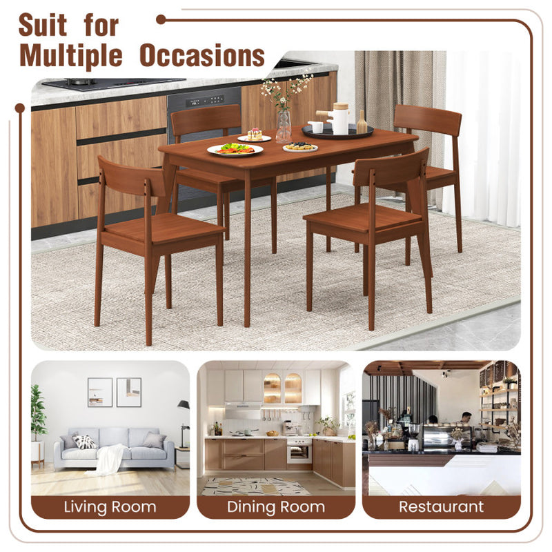 5 Piece Wood Dining Table Set with Rubber Wood Frame and 4 Chairs