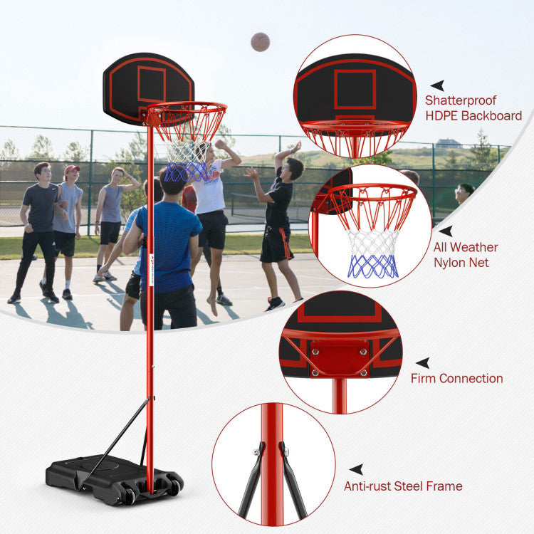 Portable basketball hoop with backboard and wheels