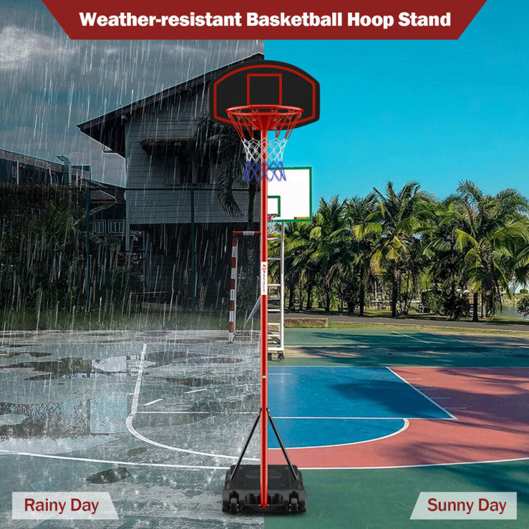 Portable basketball hoop with backboard and wheels